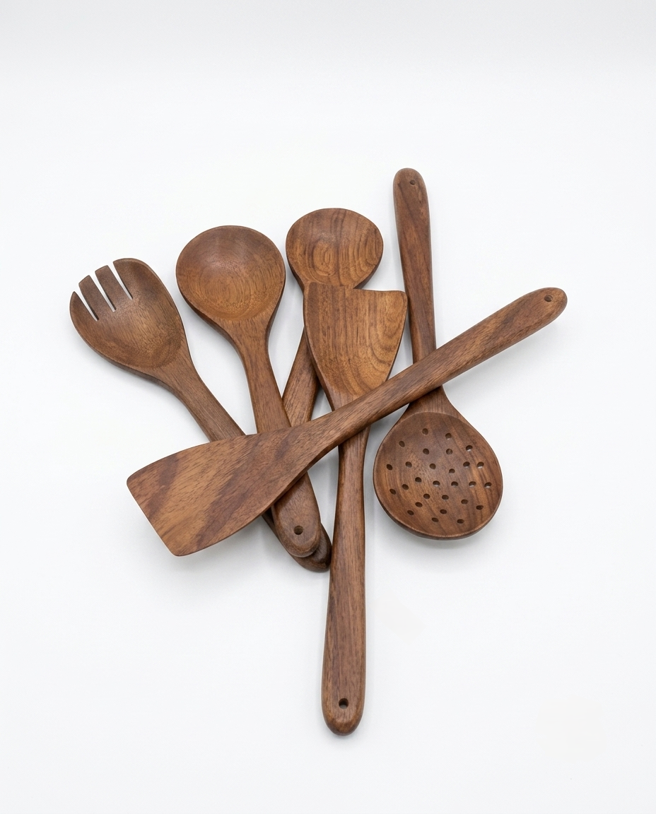 Pure Sheesham Wood 6 Cooking Spoon Set