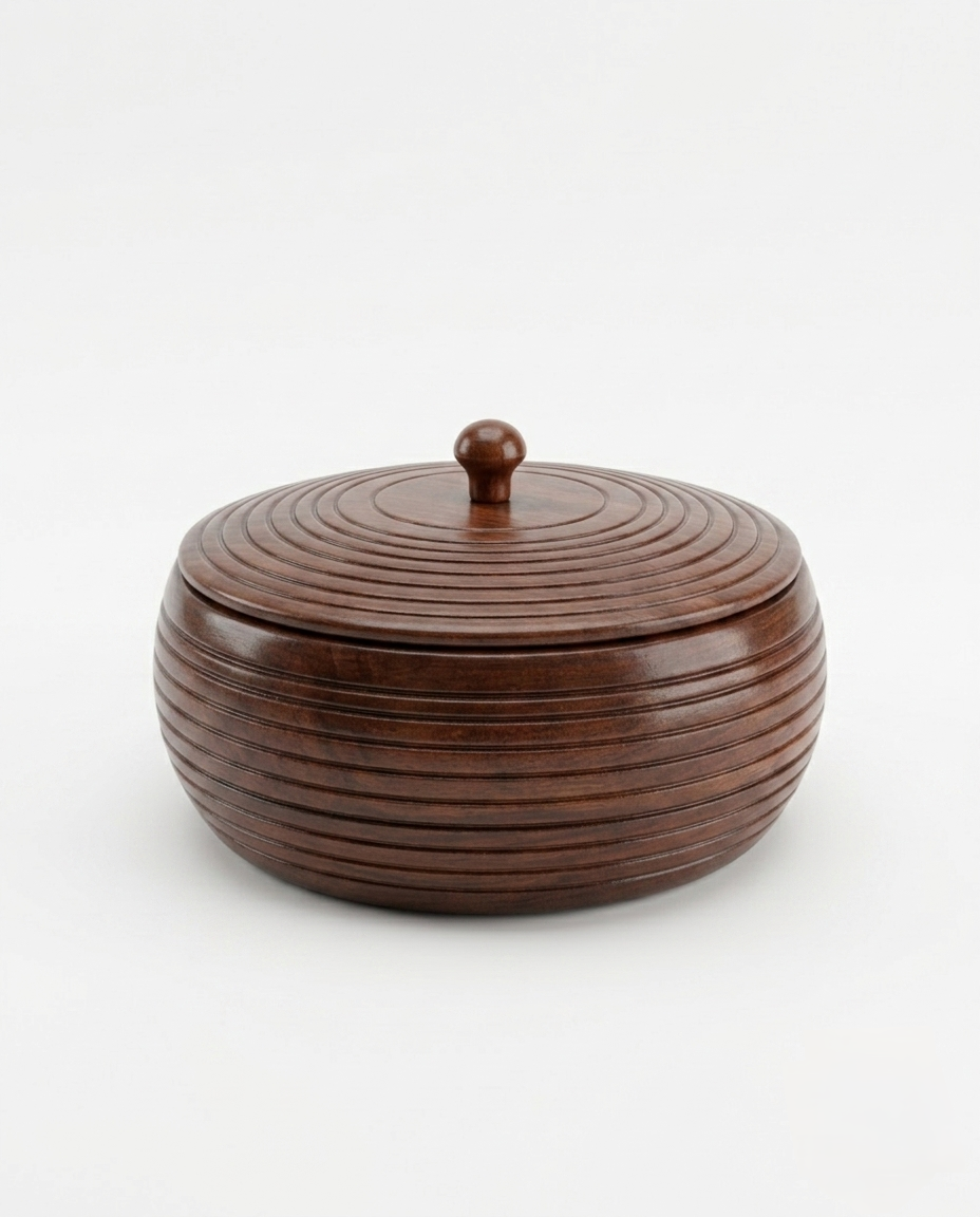 Pure Mango Wood Roti Box with Lid